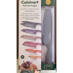 Cuisinart Advantage 12 Piece Knife Set Ceramic Coated Stainless Steel Blades NEW